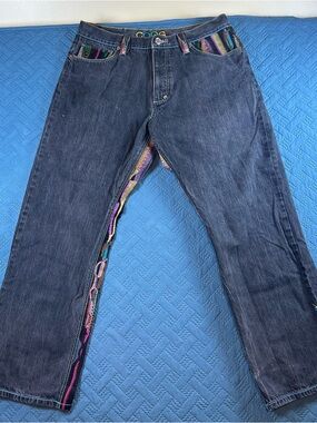 COOGI black Straight Jeans with Multicolor Trim baggy